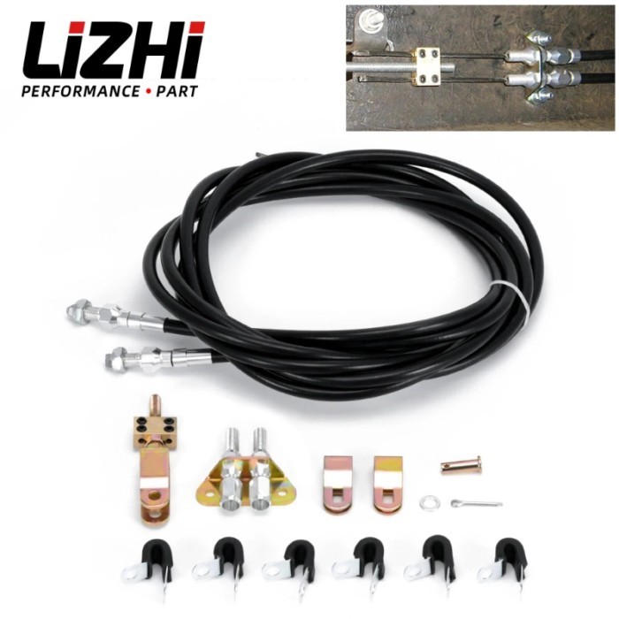 Universal Rear Parking Brake Cable Kit Emergency Brake Cable Kit Disc/Drum Parking Brake Cable Kit