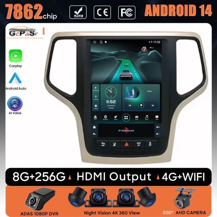 Car Radio For Jeep Grand Cherokee 2014 - 2017 9.7 Inch Navigation GPS Android Auto Carplay Android