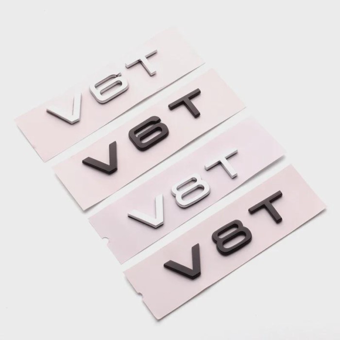 ABS 3D Chrome Letters For Car Stickers V8T V6T Logo Audi A4 A1 A5 Q3 Q5 Q7 S5 A6 V6T S8 V8T Emblem