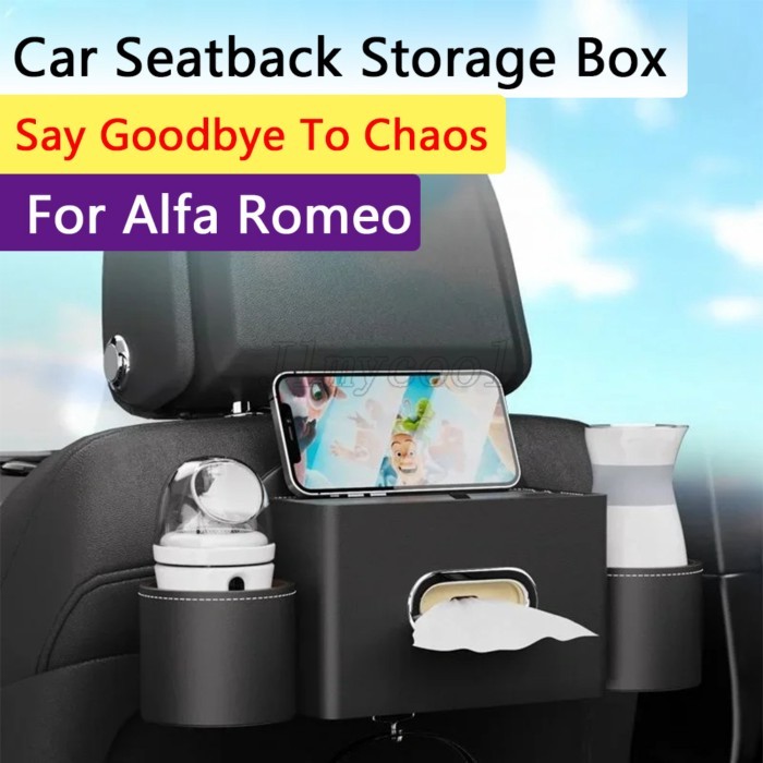 For Alfa Romeo Q4 Q2 Car Seatback Multi-Functional Storage Box Car Seat Back Organizer Rack Rear Ti