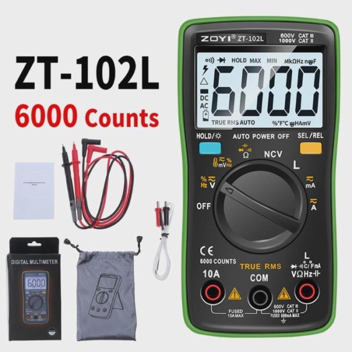 ZOYI ZT-102L Multimeter Automatic Measurement Resistance Tester High-precision Inductance 60H Ammet