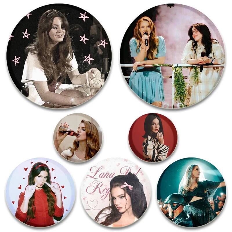 Rock Singer Pop Music Band Photo เข็มกลัด Creative Round Badge Lana Rey Del Mar,Lizzy Grant,May Jail