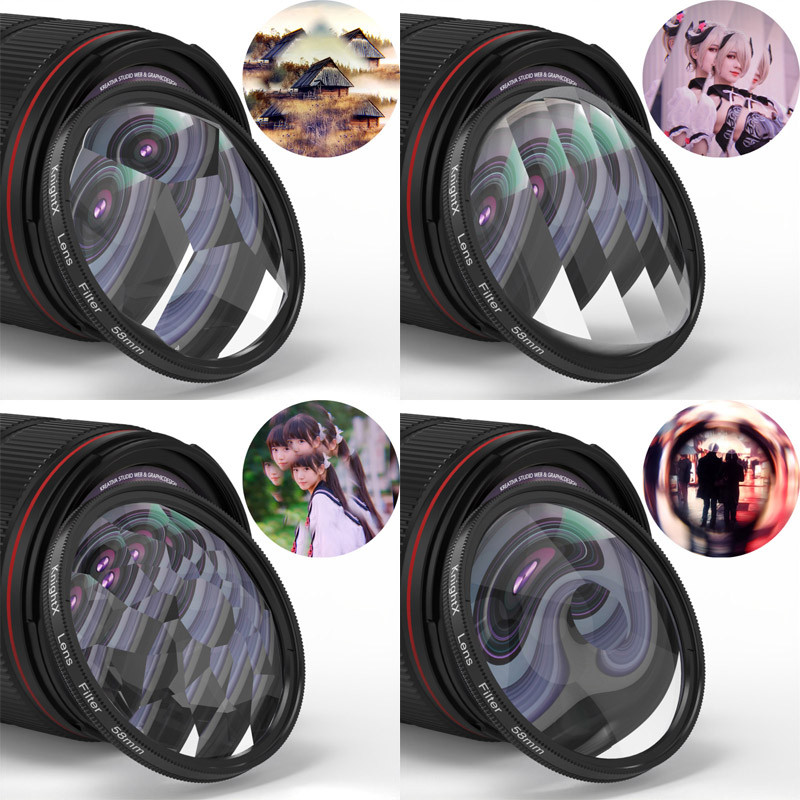 Swirl Prism Filter อุปกรณ์ถ่ายภาพ Prism Nd UV เลนส์กล้อง 58 มม. DSLR