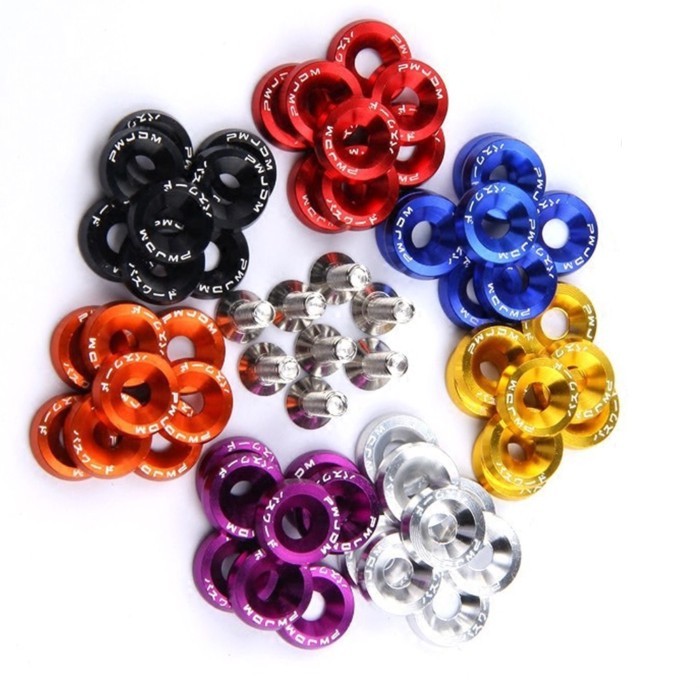 Universal 10PCS M6 Car Styling Modification JDM Sticker Stickers Password Fender Washer License Pla