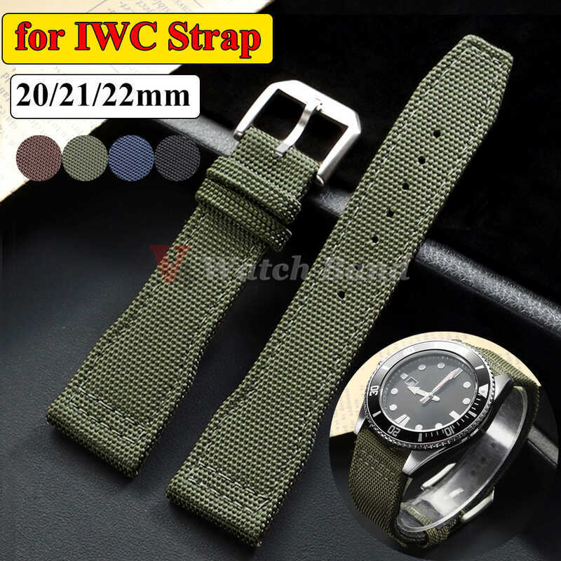 C 20Mm 21Mm 22Mm Nylon Canvas Watch Strap For IWC Pilot Strap Men Sport Green Sailcloth Watch Strap