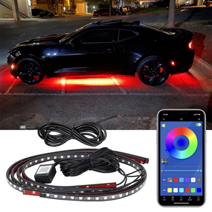 Car Charssis Flexible LED Strip Light LED Underbody Remote /APP Control RGB Neon Lights Ambient Atm