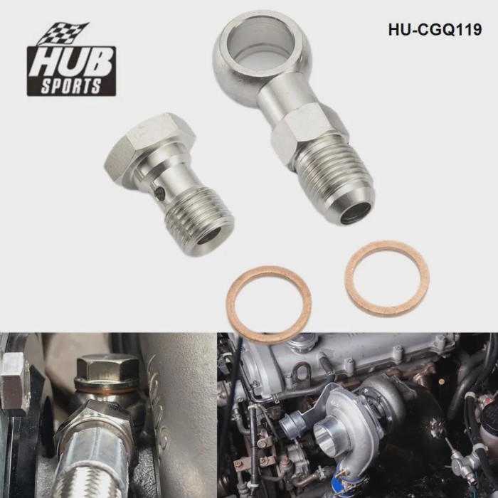 HUB Sports Car Turbo Banjo Bolt Kit M14x1.5mm To 6AN -6 for Mitsubishi TD05 / TD06 Turbochargers T2