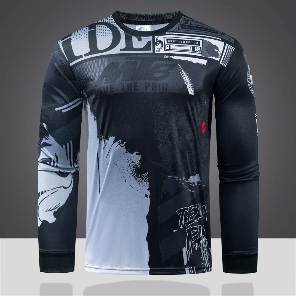 Thai PLUAK DAENG เสื้อเชิ้ตแขนยาว สบายและระบายอากาศได้ดี พร้อมลาย Samurai Dragon และพิมพ์ทั่วเสื้อดARK MECHANICAL