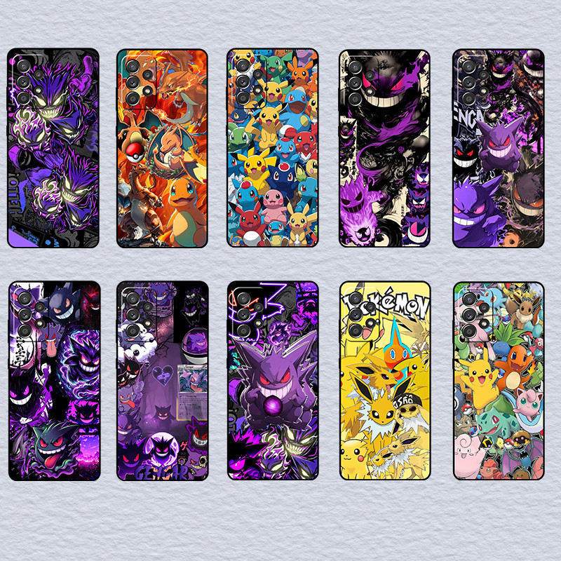 SAMSUNG สําหรับSamsung A6 A7 A8 A9 A01 A02 A10 A10S pokemon SoftสีดําTPUเคสโทรศัพท์