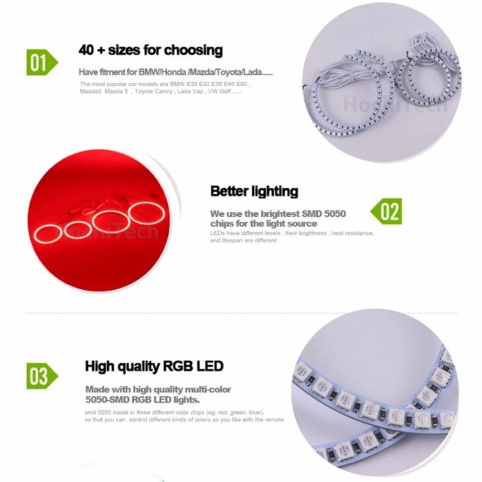 Latest Headlight Multi-color RGB LED Angel Eyes  Ring Eye DRL RF Remote Control for Accessories