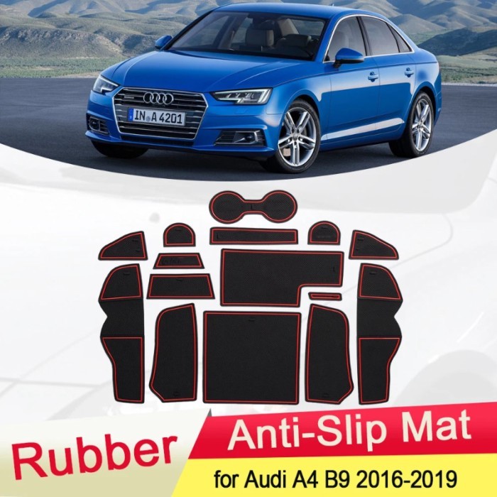 for Audi A4 B9 8W RS4 S line 2016-2019 2017Rubber Anti-slip Mat Door Groove Cup pad Gate slot Coast