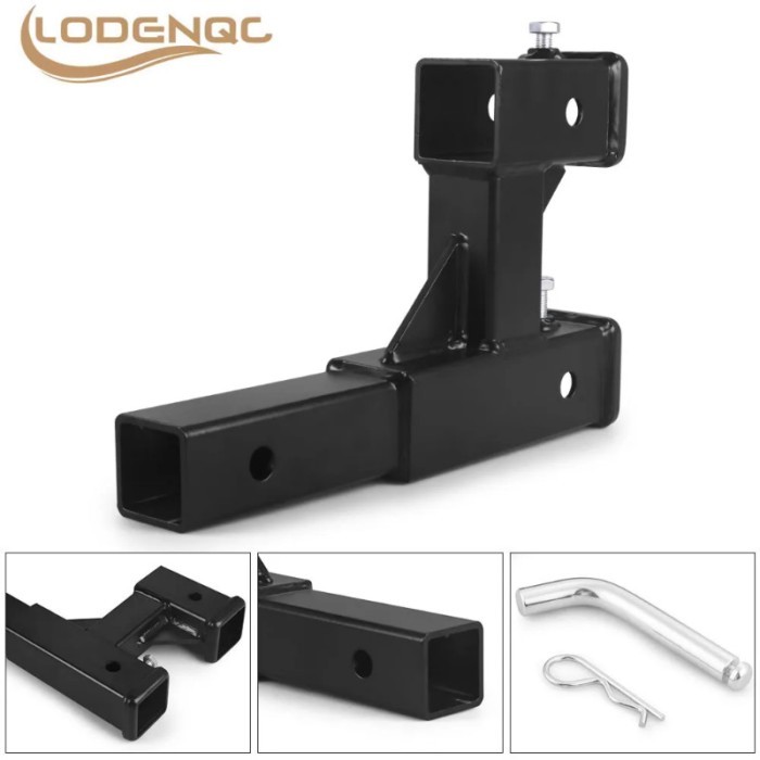Double Hitch Receiver 2 inch Trailer Dual Hitch Extension Riser Hitch Adapter 9.84 inch Max Length