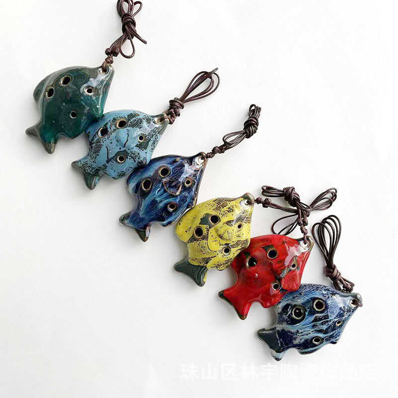 6 หลุม Ocarina เตาเผาปลาขนาดเล็ก Ocarina ดูพื้นที่สไตล์จีน Ocarina ขลุ่ยของเล่นเด็ก Craft Ocarina