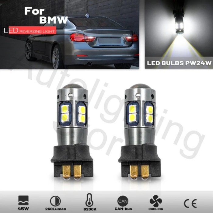 2Pc Canbus No Error PW24W PW16W LED Reverse Light Bulb For BMW 4 Series F32 F33 F36 F82 F83 M4 Pre-