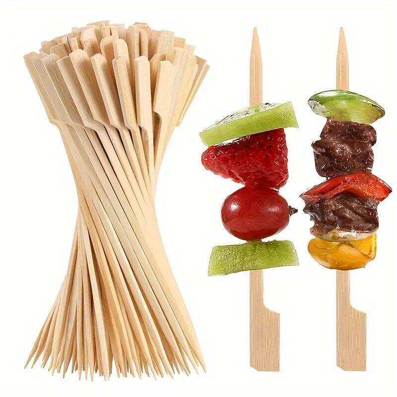 C BBQ Party Bamboo Skewers Wooden Barbecue Skewers For Appetizers Natural Wood Sanich Fruit Charcut