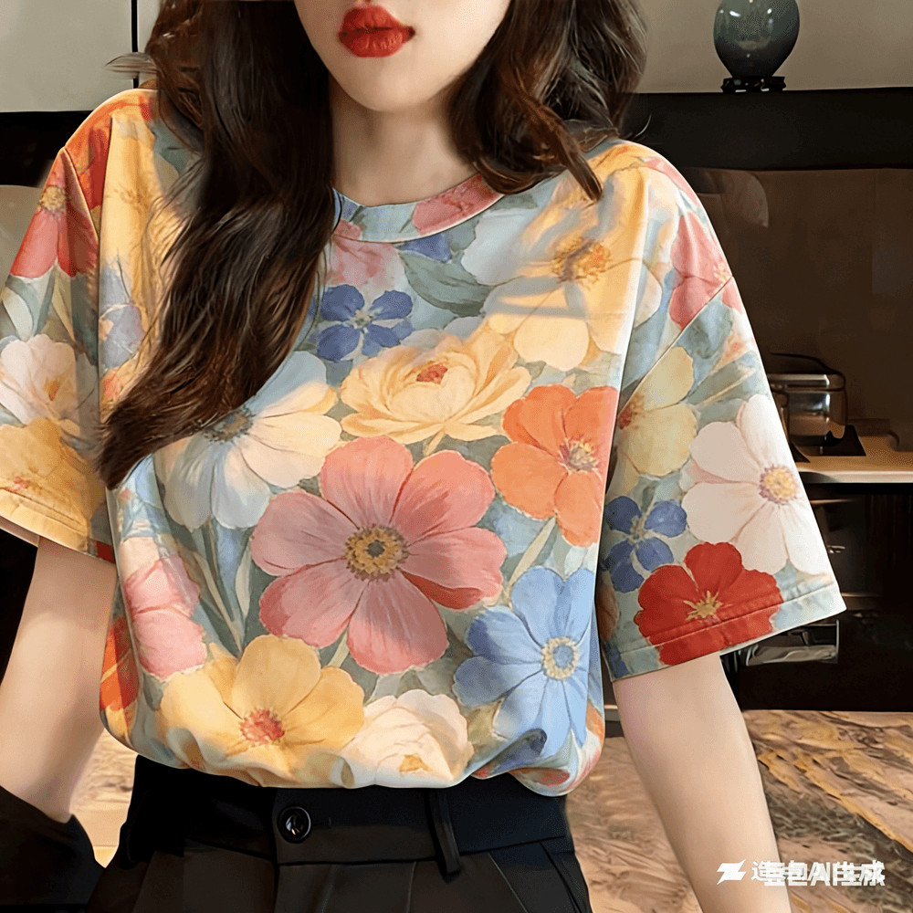 เสื้อยืดผู้หญิง ไม่จํากัดเพศ สําหรับผู้หญิงเสื้อผ้าดอกไม้สบายๆเสื้อยืดสงกรานต์ท็อปส์พิมพ์เสื้อยืดแขนสั้นสบายๆทีเสื้อ2569ถนนสวมใส่02 ราคา ถูกที่สุด ดีลบีเคเค แกลเลอรีภาพที่ 2