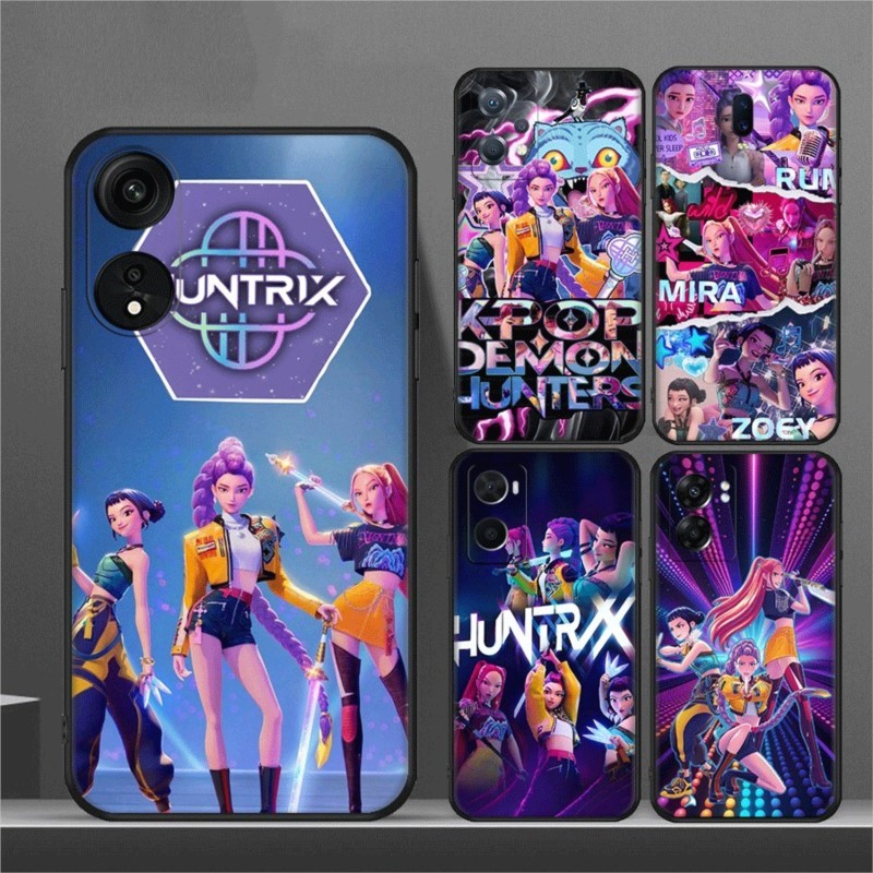 สําหรับ OPPO R9 F1 Plus R9S Reno 2 2Z 2F 3 4 Pro 5 5F Lite 5K อะนิเมะ KPop Demon Hunters TPU ซิลิโคนอ่อนนุ่มเคสโทรศัพท์สีดํา ราคา ถูกที่สุด ดีลบีเคเค