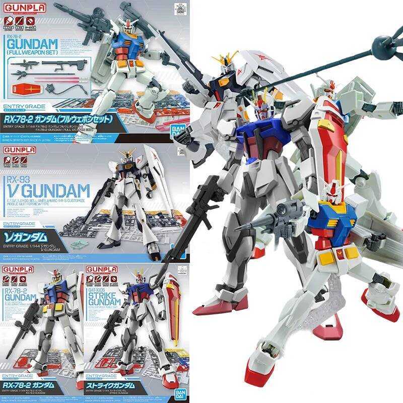 Bandai Original Gundam Model Kit Anime Figure EG RX-93 V STRIKE RX-78-2 Action Figures Toys Collect