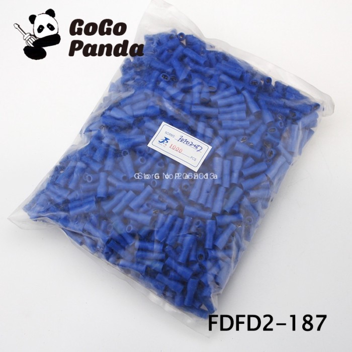 Free Shipping 500PCS/1000PCS FDFD2-(187 250) Brass Female Full-Insulated Terminals Cold-pressed Cop
