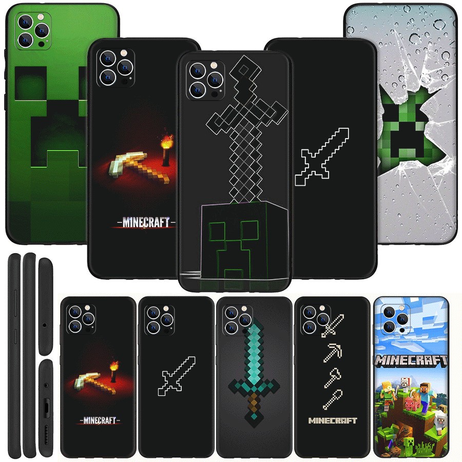 IPhone XS Max 11 12 13 Pro Max Mini ความเข้ากันได้ TPU เคสโทรศัพท์ TPU ฝาครอบป้องกันแบบนุ่ม Minecraf
