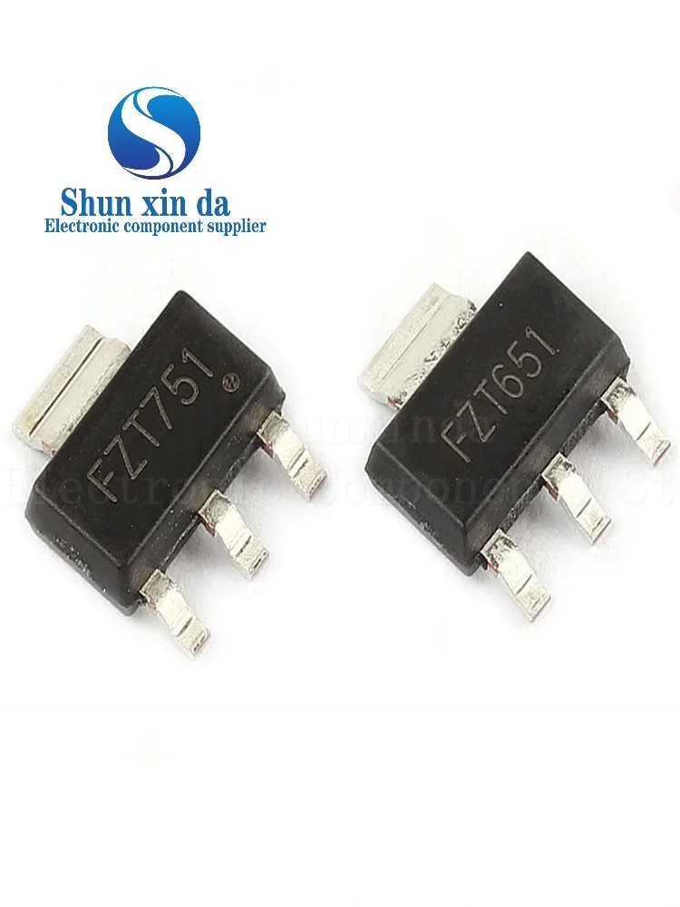 10PCS FZT651 FZT751 FZT651TA FZT751TA SOT-223 3A 60V NPN PNPประสิทธิภาพสูงทรานซิสเตอร์ SMD