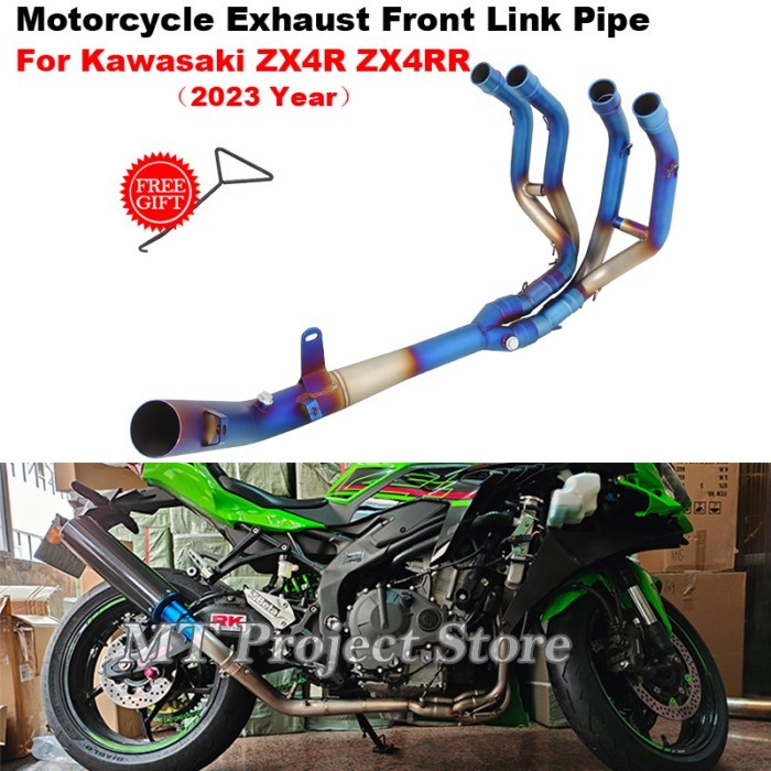 Slip On For Kawasaki Ninja ZX4R ZX4RR SE SR ZX-4R ZX 4R 2023 Motorcycle Exhaust Front Link Pipe Con