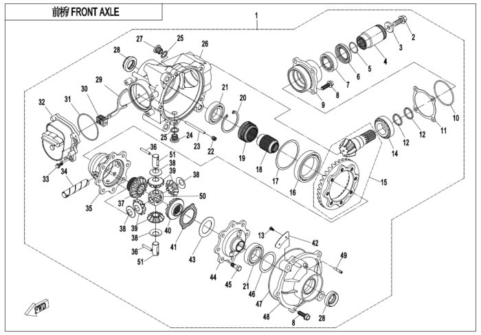 Front Differential Suit CF800AU/CF800-2A/CF1000AU code is Q830-310000-10000/Q830-310000-10002