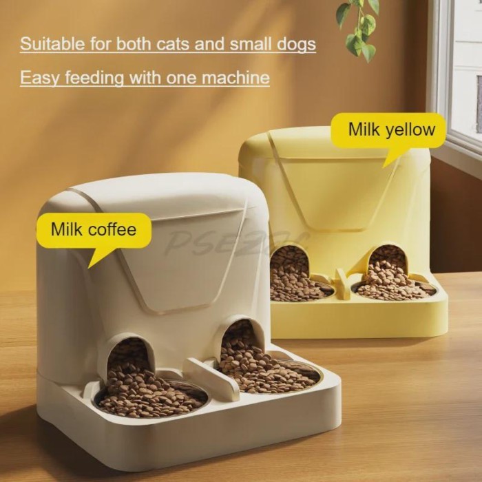 Automatic Dog and Cat Dual Bowl Pet Feeding Station Dispenser with Storage Box Stainless Steel Pet