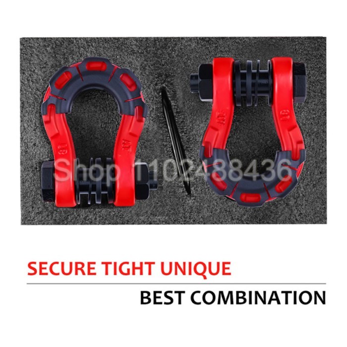 2Pcs Trailer U-hook 8Ton 3/4" D-ring Shackles Set u-hook loop hook trailer rope automobile SUV Offr