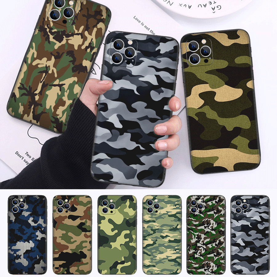 IPhone 5 5s 6 6s 7 8 Plus SE X XS XR 17 Air Pro Max TPU Spot goods เคสนิ่มสีดําเคสโทรศัพท์ลายพราง (9