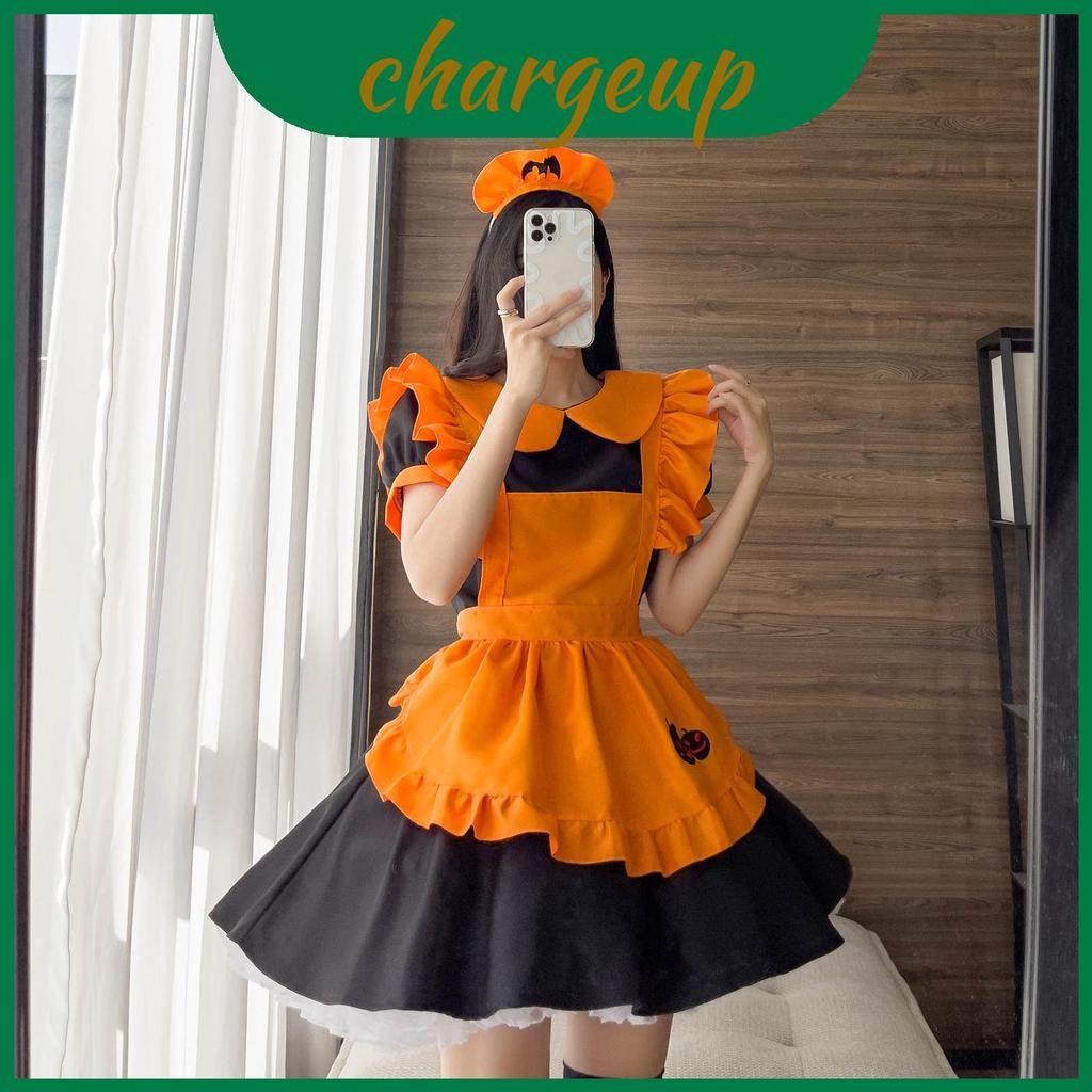 Lolita ฟักทองงดงามชุดแม่บ้านสําหรับ Halloween และ Party คอสเพลย์