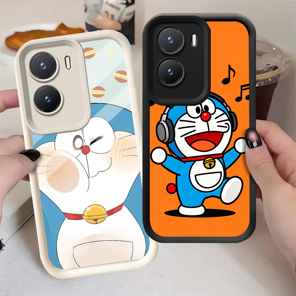 G-58 Doraemon ปลอกน่ารักสําหรับ VIVO Y55 V19 Neo T1 Y75 V17 5G สีดําและสีขาว