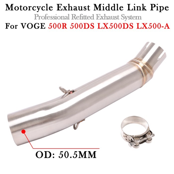 Slip On For VOGE 500R LX500DS 500DS LX500-A Motorcycle Exhaust Muffler Middle Link Pipe Escape Moto