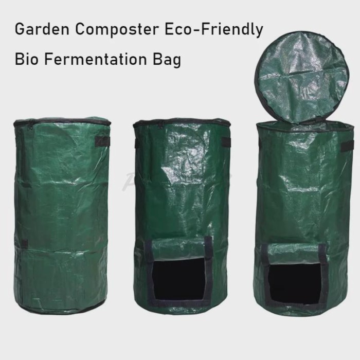 Garden Composter Eco-Friendly Bio Fermentation Bag with Zipper Collapsible Compost Bin Kitchen Wast