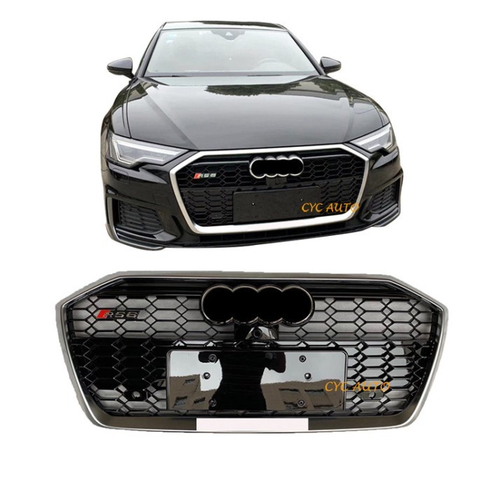 RS6 grille for Audi A6 C8 upgrade RS6 radiator center honeycomb mesh grille 2019 2020