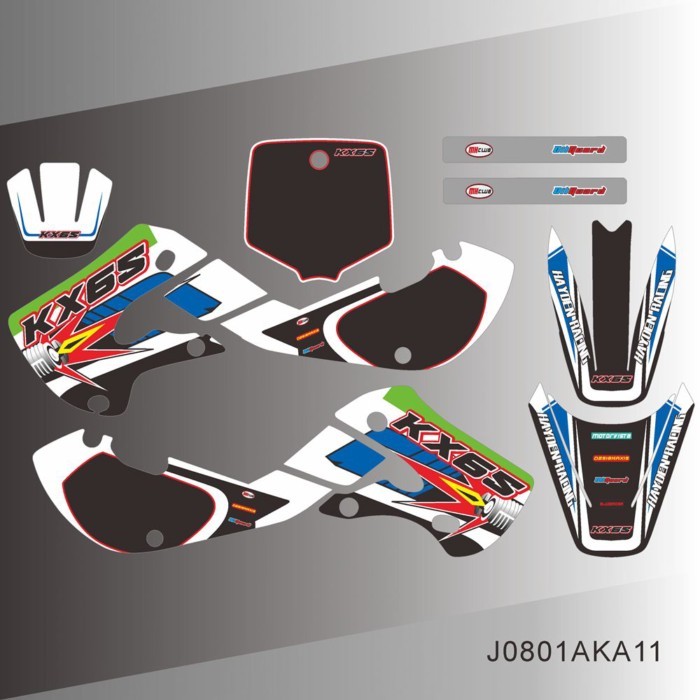 For KAWASAKI KX65 KX 65 2000-2020 Full Graphics Decals Stickers Motorcycle Background Custom Number