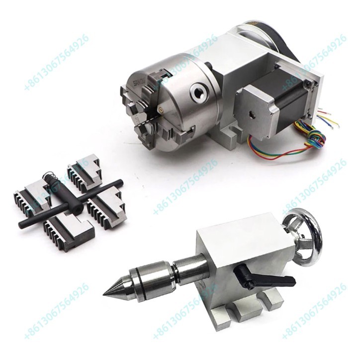 Engraving machine fourth axis rotary axis, optional 3/4 claw, 80/100mm chuck, center height 65mm, 6