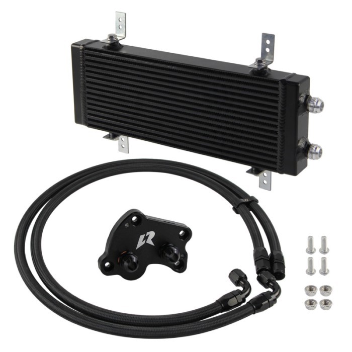 Dual Pass Bar & Plate Oil Cooler Small/Medium/Large with AN10 Oil Hoses & Adapter Plate for Mini Co