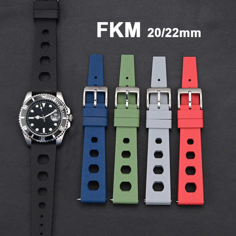 C FKM Fluoro Rubber Strap For Swatch Mooswatch 20Mm 22Mm Universal Watch Band Sport Waterproof For