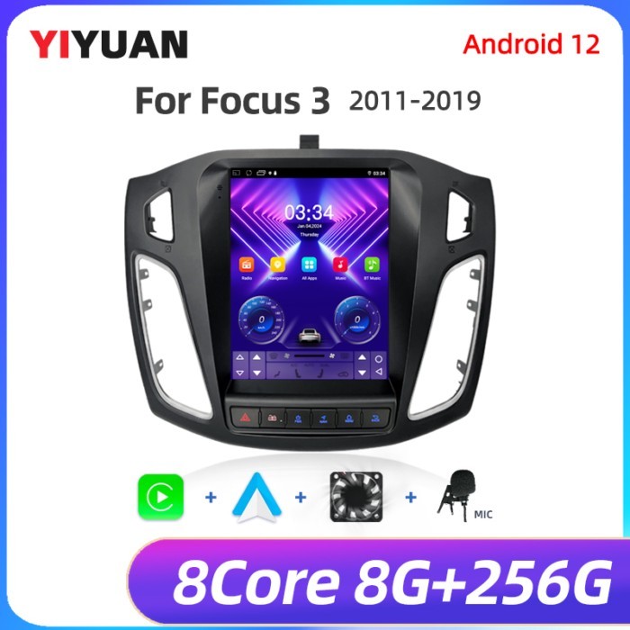 8Core 2 Din Android 12 Car Radio for Ford Focus 3 Mk 3 2011 2012 - 2019 Multimedia Video Player 2Di