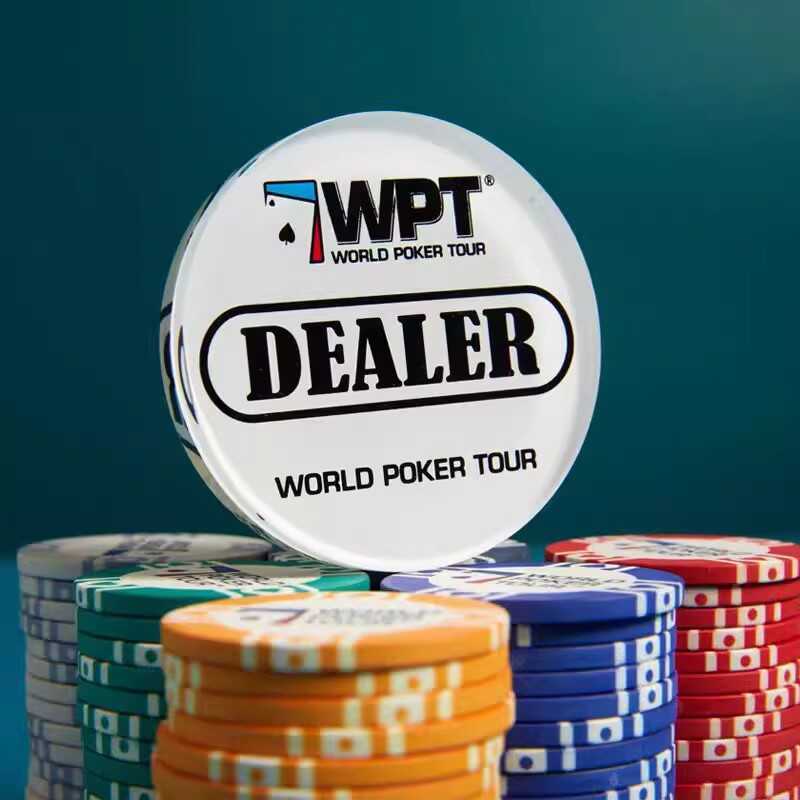 WPT อะคริลิค DEALER รหัส Texas Holdem Banker Banker อะคริลิคสามเหลี่ยม ALLIN การ์ด Texas Holdem อุปก