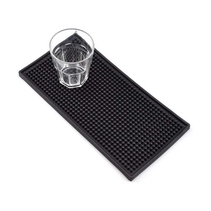 11PVC Coaster สี่เหลี่ยมหนายาง Bar Mat สีดํา Water-Proof Mat Bar Mat Bar Mat