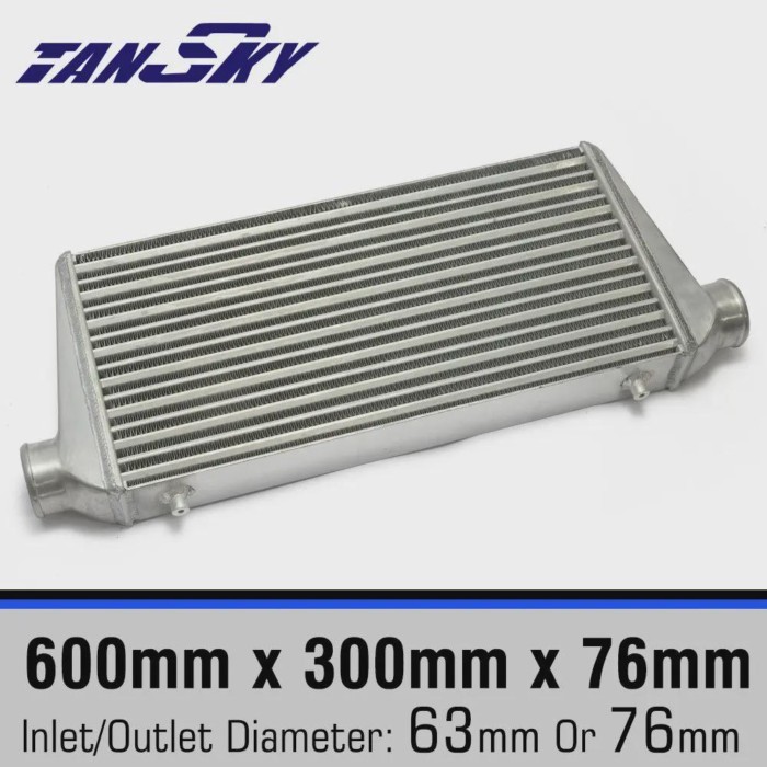 TANSKY Aluminum Turbo Intercooler Inter Cooler 600 X 300 X 76 MM Front Mount 600*300*76 OD:76mm/63m