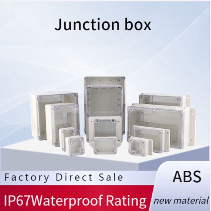 IP67 Waterproof transparent cover shell junction box, ABS plastic outdoor waterproof electrical box
