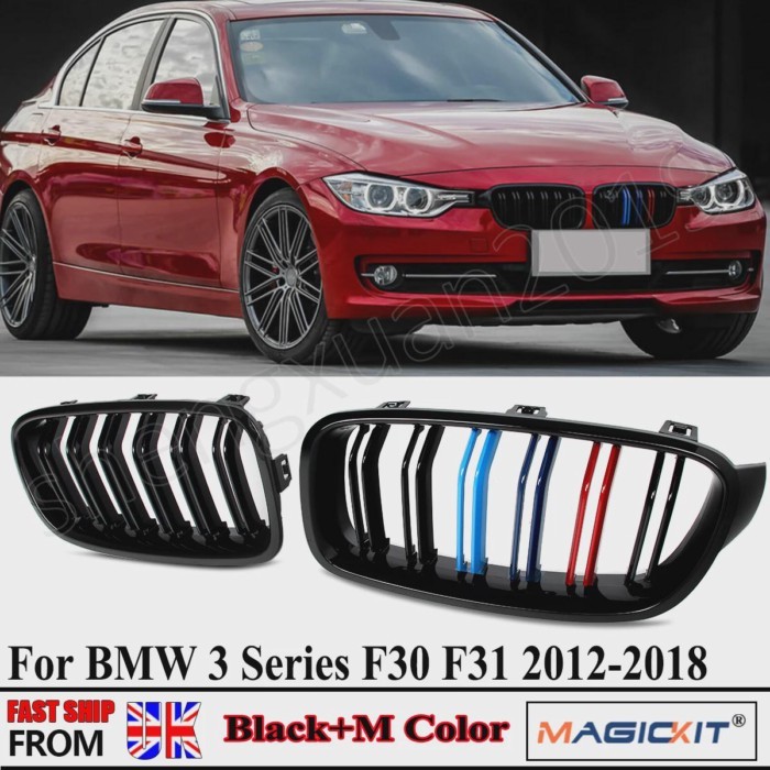 Gloss Black M-Color Kidney Grille Grill for BMW 2012-2018 F30 Sedan F31 Touring 3-Series 328i 335i