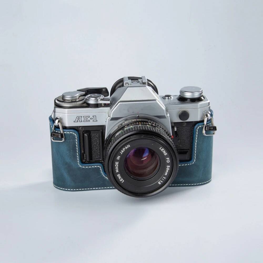 สําหรับ Canon AE- 1 A-1 AE1 A1 กรณี 1 ของแท้หนังครึ่ง A1 ครึ่งกระเป๋า AE 1 Handmade กระเป๋ากล้อง Ret