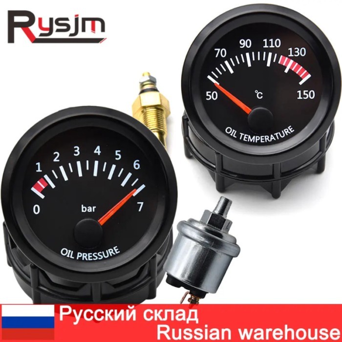 Universal 52mm 2" Oil Temp Temperature Gauge 50~150 Digital Pointer W/Sensor 1/8 NPT Car Meter Oil