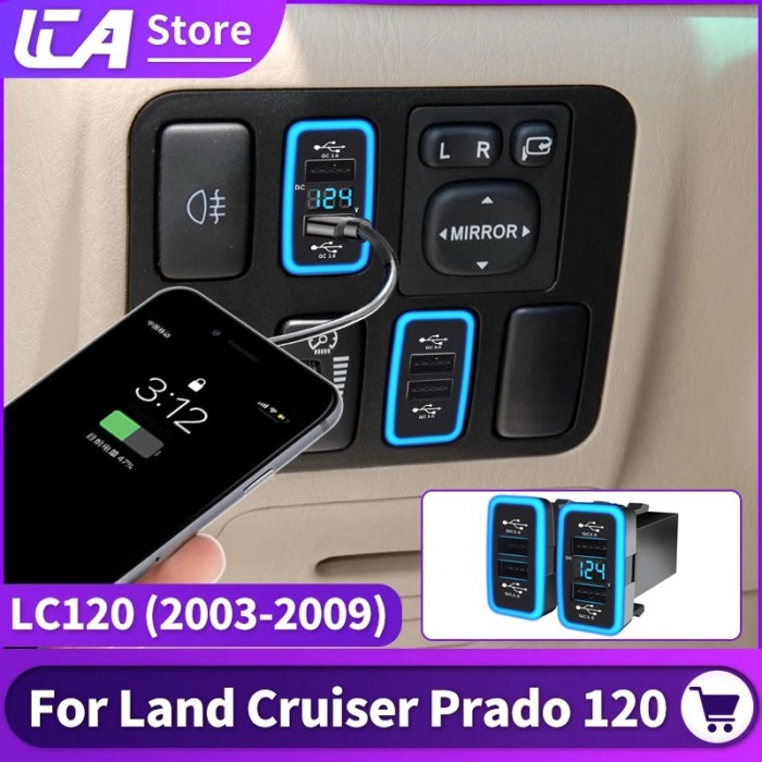 For Toyota Land Cruiser Prado 120 Lc120 2009-2003 Upgraded Accessories Fj120 Power Dual USB Port Fa