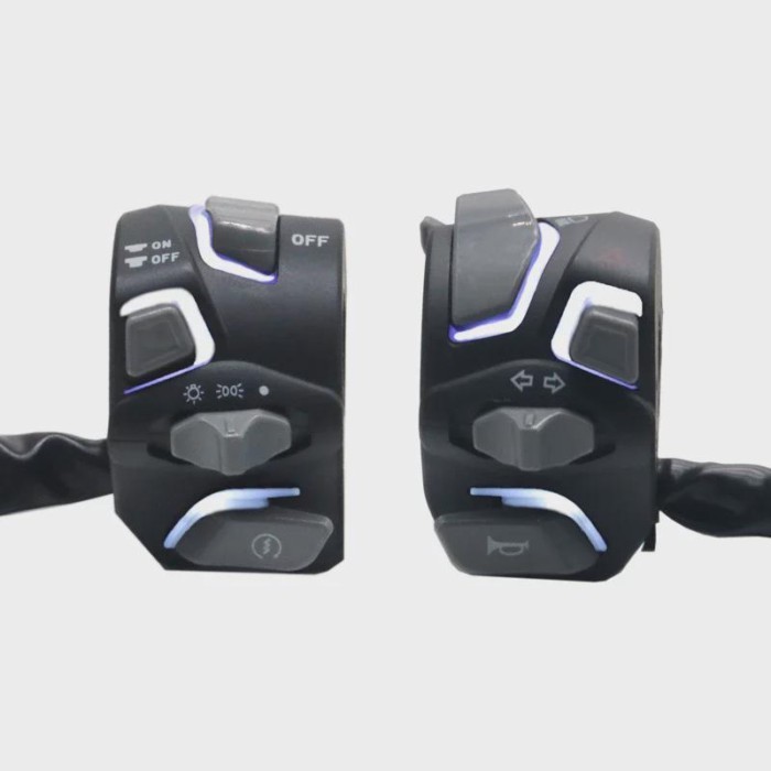 1Set Handlebar Motorcycle Switch Headlight Warning Light Turn Signal Horn Start Stop Button with Le