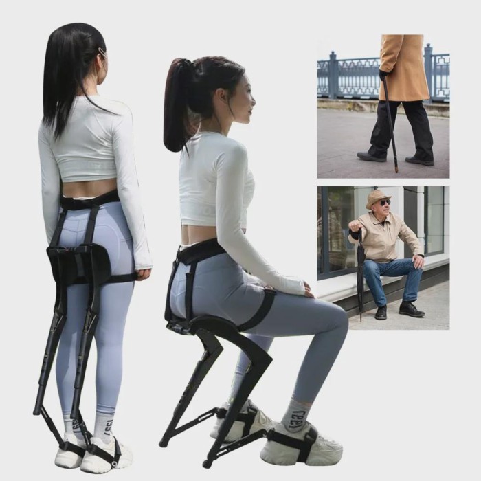 1 Set Portable Exoskeleton Wearable Sports Lightweight Multifunctional Folding Chair Fishing Outdoo